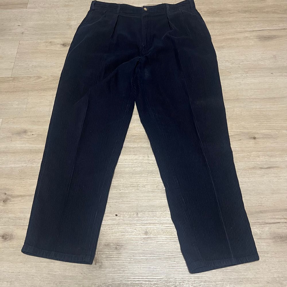 Brooks Brothers Navy Corduroy Dress Pants Classic Pleated Cotton Trousers 36x30